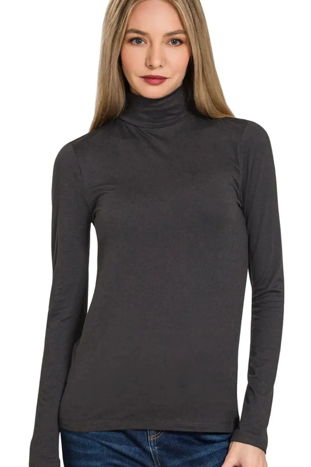 Zenana Premium Microfiber Mock Neck Top